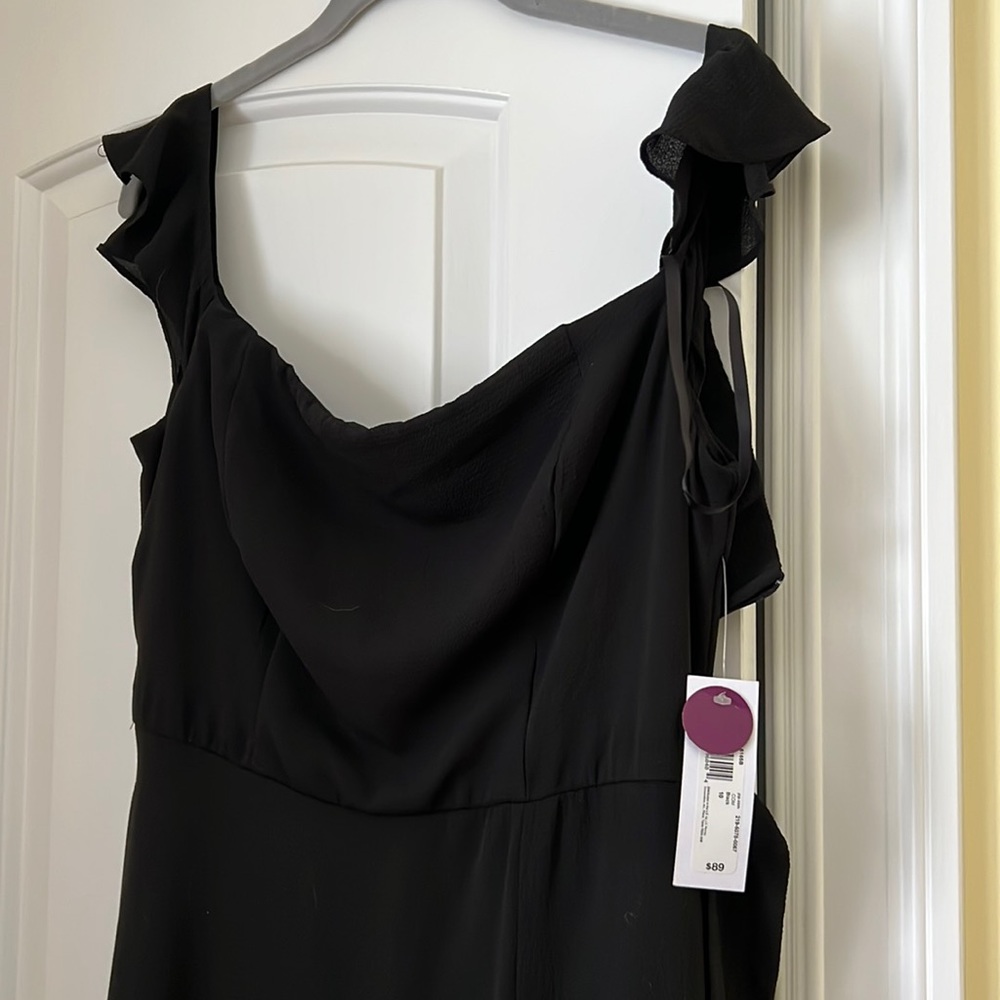 Formal black dress- off the shoulder or ruffled straps with gorgeous slit